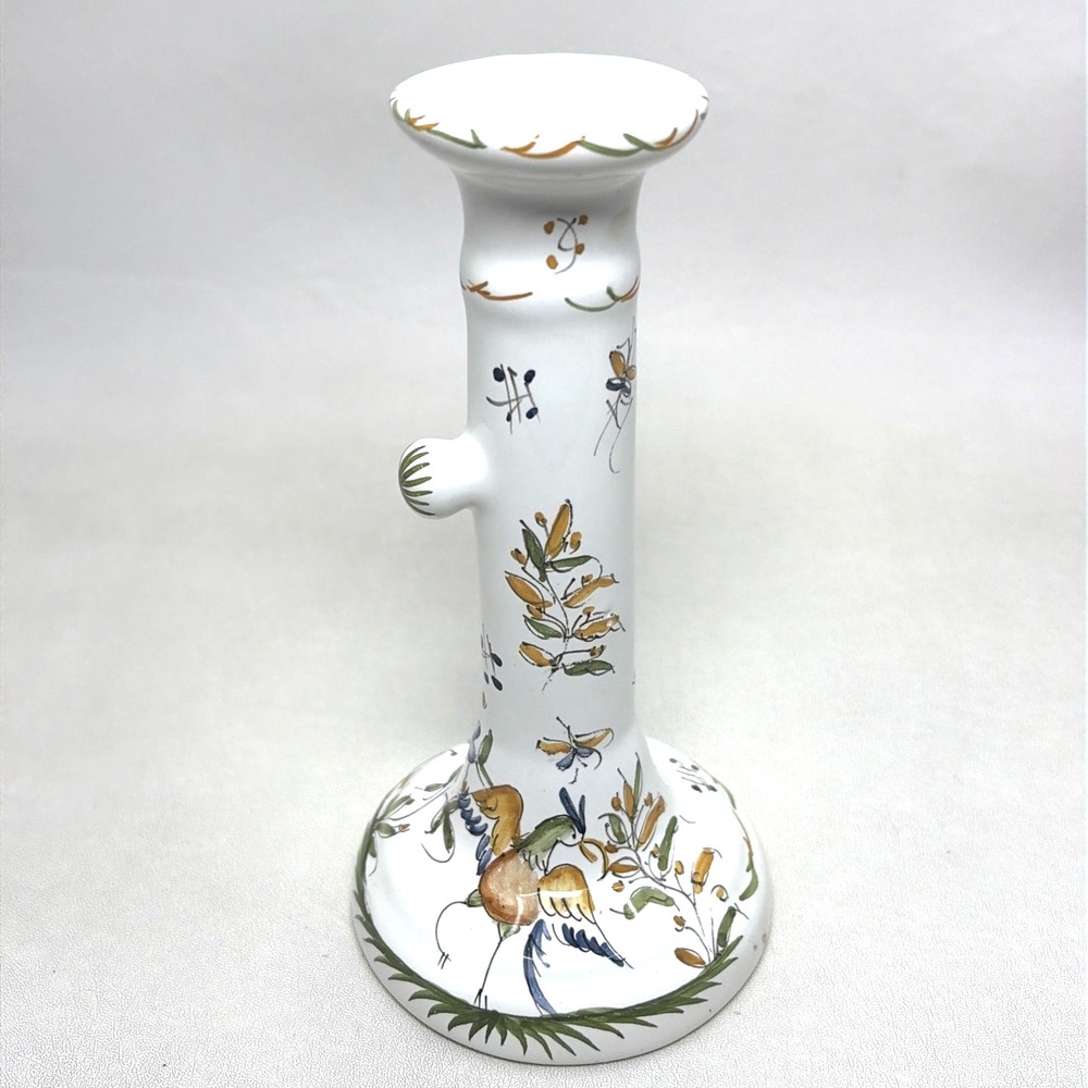 Dancing Bird Fait Main Moustiers, France Candle Holder 7" Hand Painted French